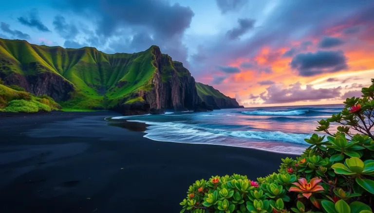 hawaii island black sand beach